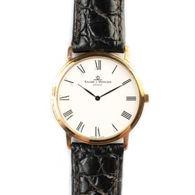 Baume and Mercier 14k Yellow Gold, Leather Wristwatch.