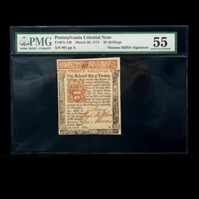 1771 Pennsylvania Colonial Twenty Shilling Note.
