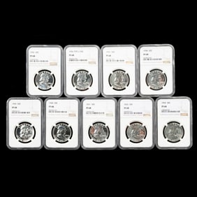 US Franklin $ 1/2, 9 Coin Set Proof