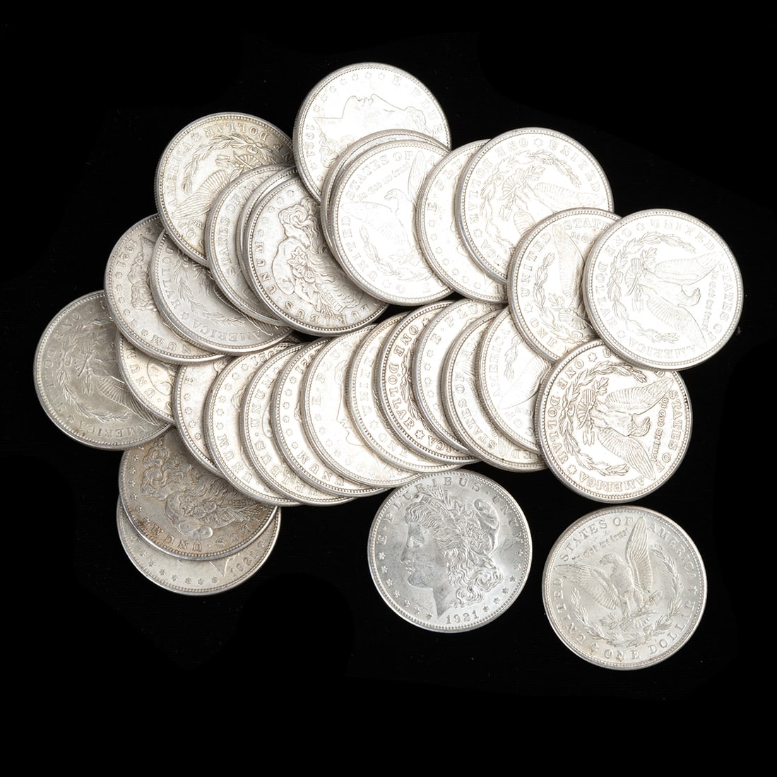 Lot of (30) 1921 Morgan Dollars Mixed Condition. (1 of 1)
