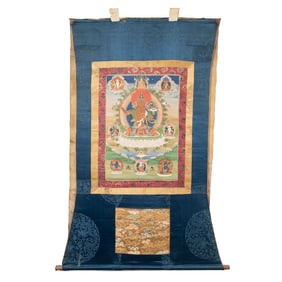 A Tibetan Thangka of Nine Buddhas