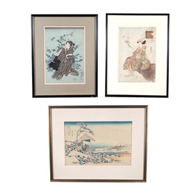 Group of Three Framed Japanese Woodblock Prints