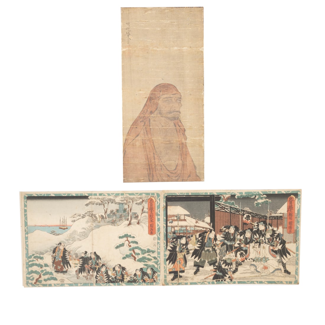 A Japanese Woodblock Print Book and a Painting Scroll (1 of 4)