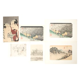 Portfolio of Asian Prints, Woodblocks, etc