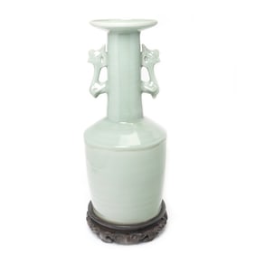 Large Chinese Longquan Celadon Glaze Phoenix Vase