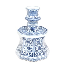 A Chinese Blue and White Porcelain Candle Stick Holder