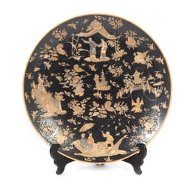 Large Chinese Famille-Noir Porcelain Charger