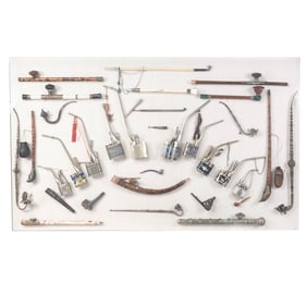 Collection of Pipes in Shadowbox, Mostly Asian