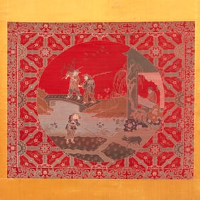 A Chinese Red Ground Kesi Scroll
