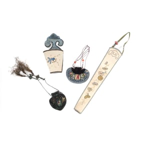 Group of Chinese Embroidered Purses and Fan Holders