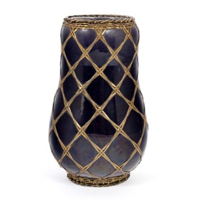 Japanese Awaji Purple Silver Wire Wrapped Vase