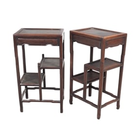 Pair of Chinese Rosewood Display Stage Stands