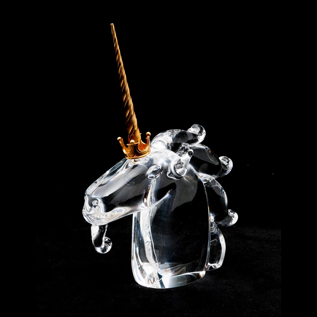 James Houston for Steuben Crystal Unicorn w/ Gold Horn (1 of 4)