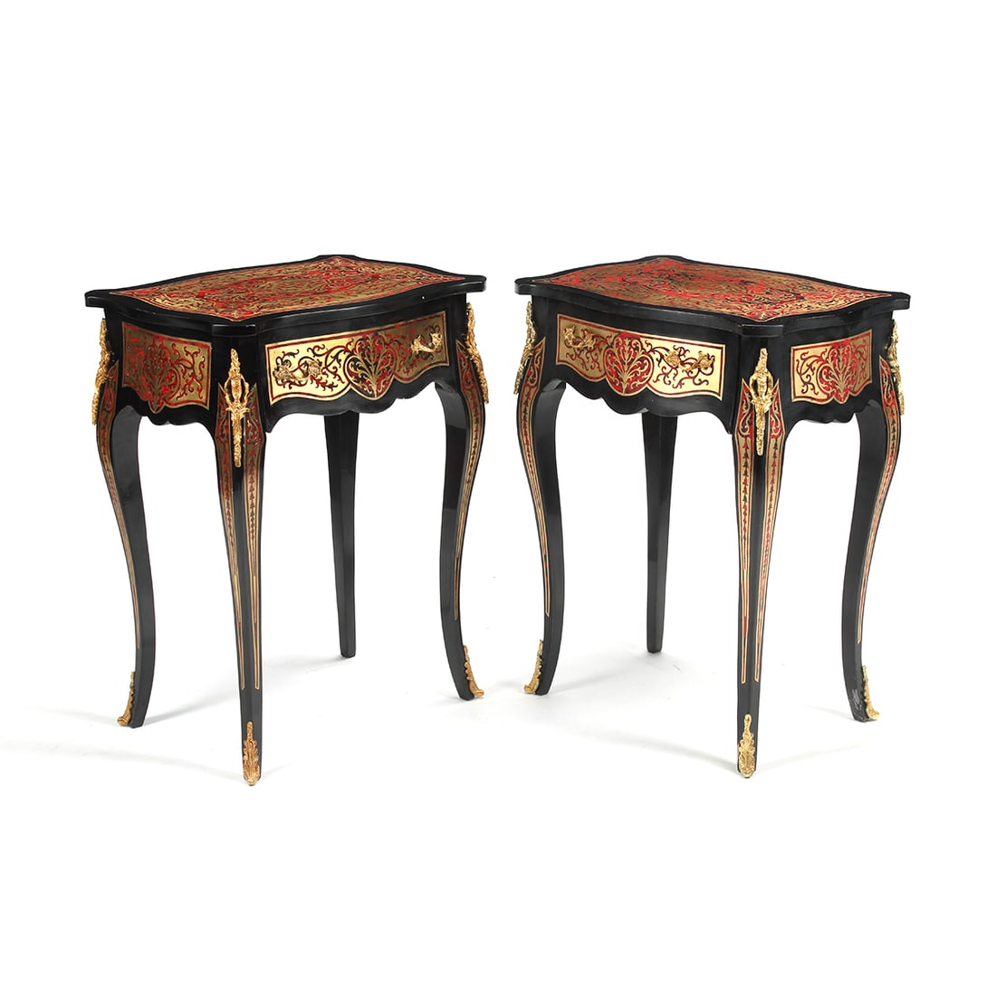 Pair of Napoleon III Style Ebonized Boulle Tables (1 of 3)