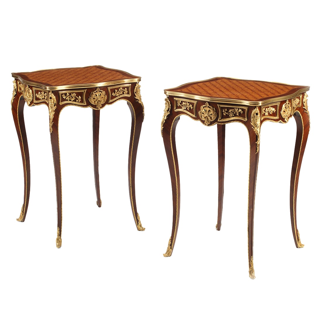 Pair of Louis XV Style Marquetry Inlaid Tables (1 of 4)