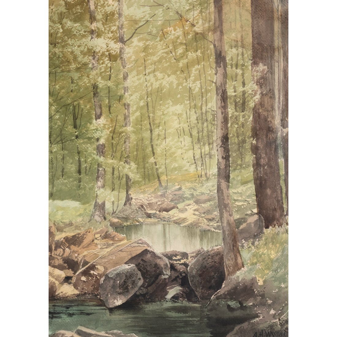 Alexander Helwig Wyant, Forest Landscape, watercolor (1 of 3)