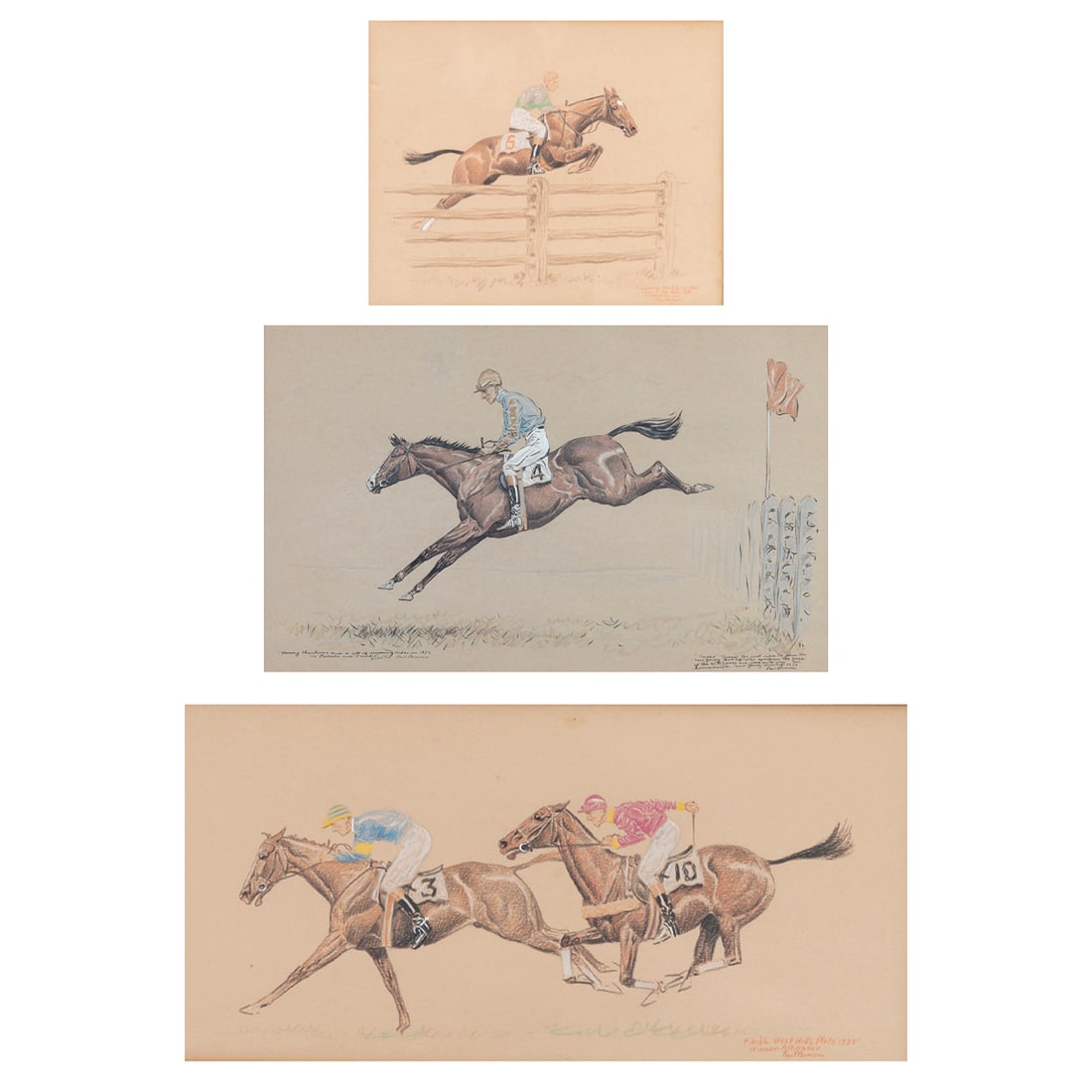 Paul Desmond Brown, Jockeys Racing, three mixed media (1 of 4)