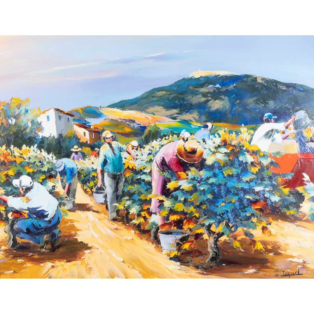 Christian Jequel, Harvest Scene, oil (1 of 4)