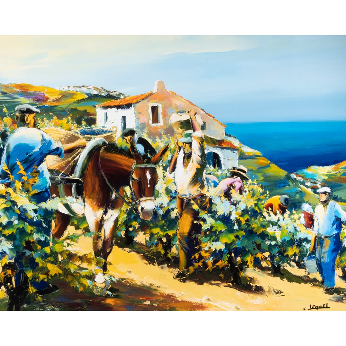 Christian Jequel, Harvest Scene, oil (1 of 4)