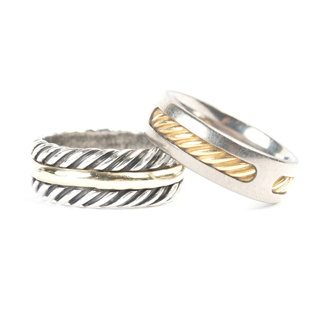 Two Men's David Yurman Silver, Titanium, Gold Bands (1 of 4)