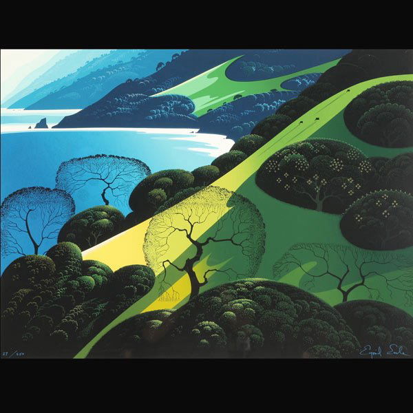 EYVIND EARLE "Above the Sea, 1985": EYVIND EARLE (American 1916-2000) "Above the Sea, 1985" Serigraph on paper. Image: 24 x 32 inches/ 61 x 81.3 centimeters. Sheet: 30 x 38 inches/ 76.2 x 96.5 centimeters. Numbered lower left "27/250" S
