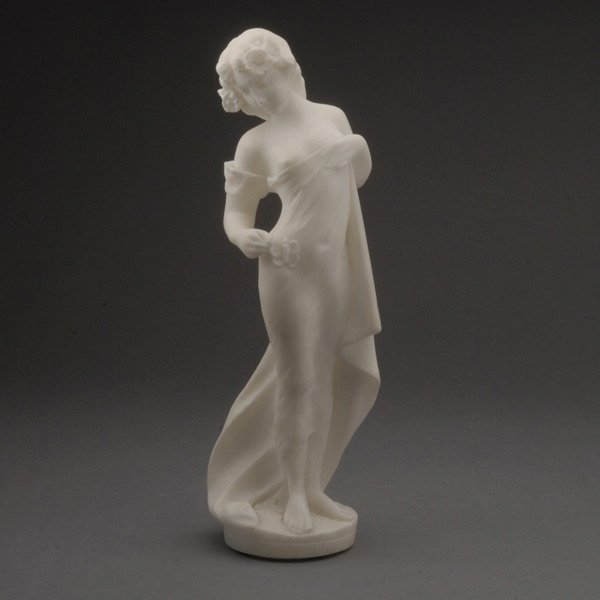 Art Nouveau Carved Alabaster Figure: Art Nouveau Carved Alabaster Figure of Scantily Clad Beauty with a Butterfly {Height 12 3/4 inches}