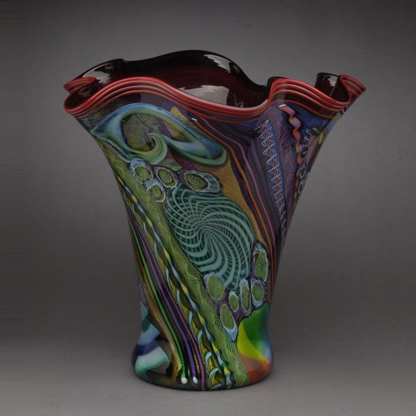 Aquarium Art Glass Vase, James Nowak,: Aquarium Art Glass Vase, James Nowak, 1956, "FA12K10" {Height 16 3/4 inches}