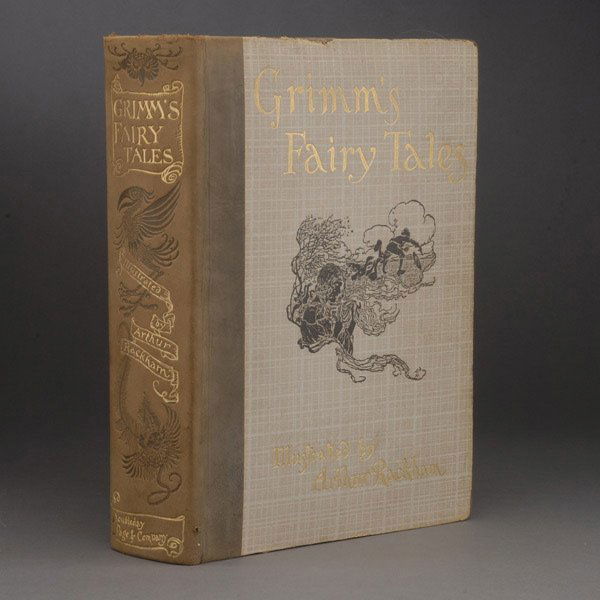 Grimm's Fairy Tales illustrated by Arthur Rackham: Translated by Mrs. Edgar Lucas. "Grimm's Fairy Tales" illustrated by Arthur Rackham Doubleday, Page & Co., New York 1909. Color illustration plates throughout. Tooled, leather bound spine with cardboa