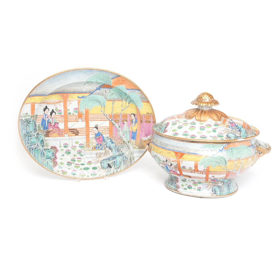 Chinese Export Porcelain Rose Mandarin Tureen (1 of 3)