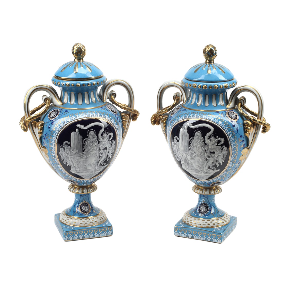 Pair of Minton Style Porcelain Vases with Covers (1 of 6)