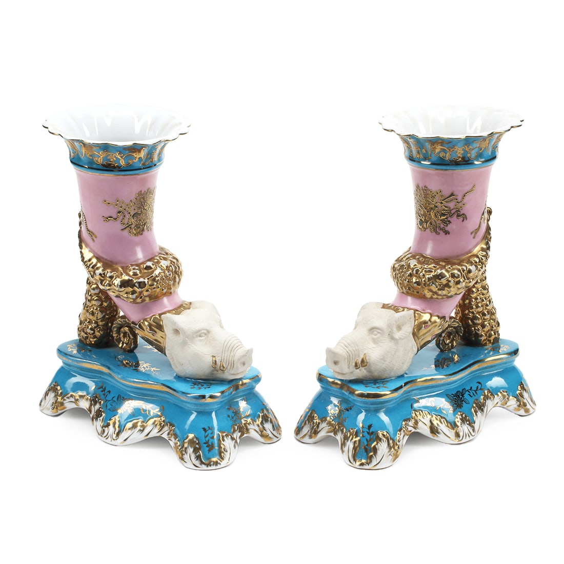 Pair of Sevres Style Porcelain Cornucopia Vases (1 of 5)