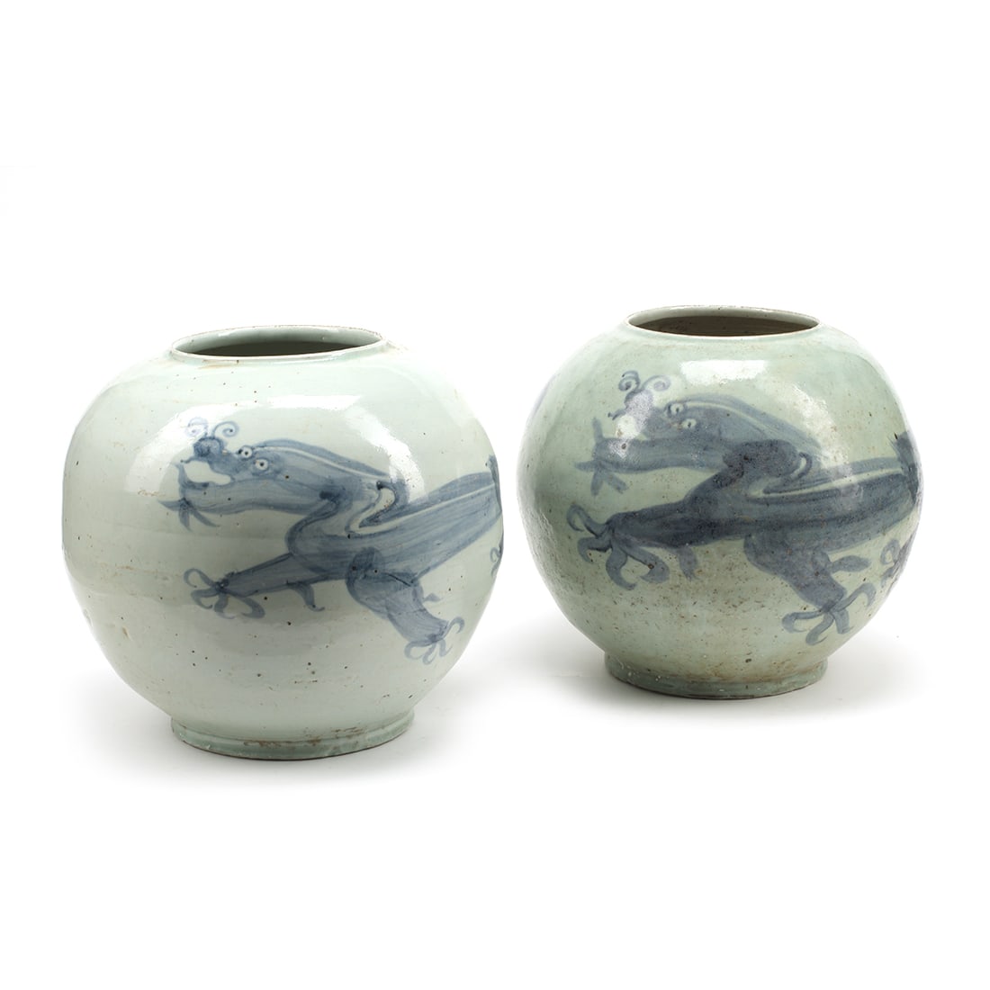 Pair of Possibly Korean Blue and White Porcelain Jars (1 of 5)