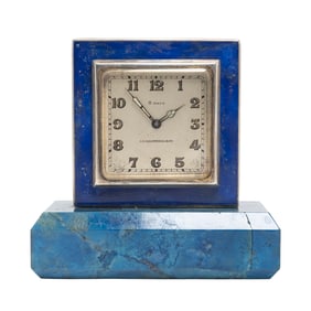 JE Caldwell Sterling Lapis and Azurite Travel Clock