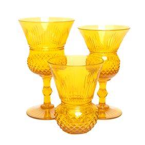 Set of Amber Cut Glass Stems and Tumblers