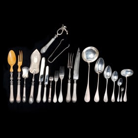 French Massat Freres Silver Flatware Service