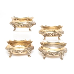 Four English Regency Sterling Silver Gilt Tureens