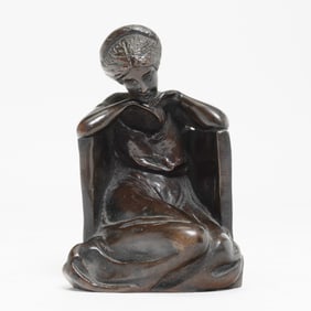 20th Century Art Deco Bronze of Seated Woman