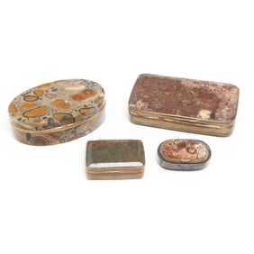 Four Small Hardstone Boxes