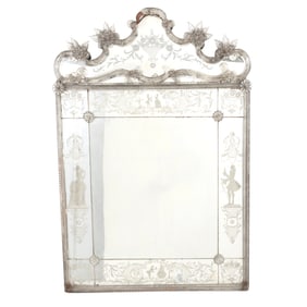 Art Deco Venetian Reverse Etched Glass Mirror