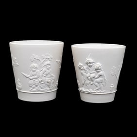 Two Wedgwood  Pottery Bisque Cache Pots