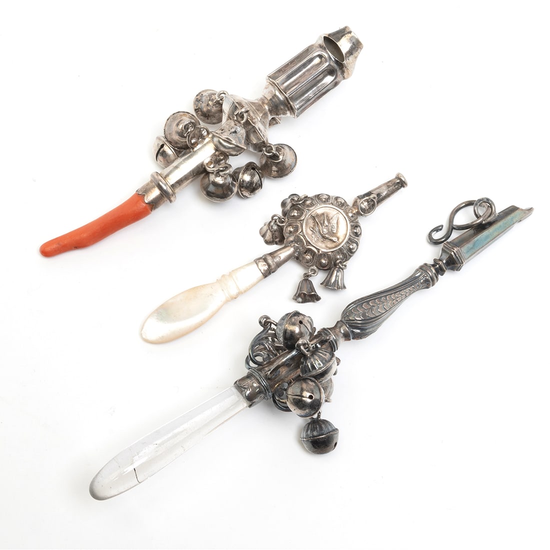 Three Georgian and Later Silver Baby Rattle Whistles (1 of 2)