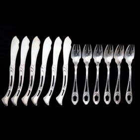 German Jugendstil 800 Silver Fish Set