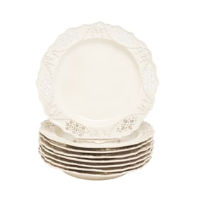 Eight Leeds Pottery Creamware Plates