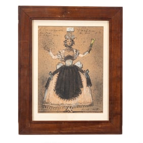 Eugene Berman, Fashion Illustration, gouache and ink