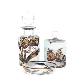 Baccarat Lily Motif Three Piece Vanity Set