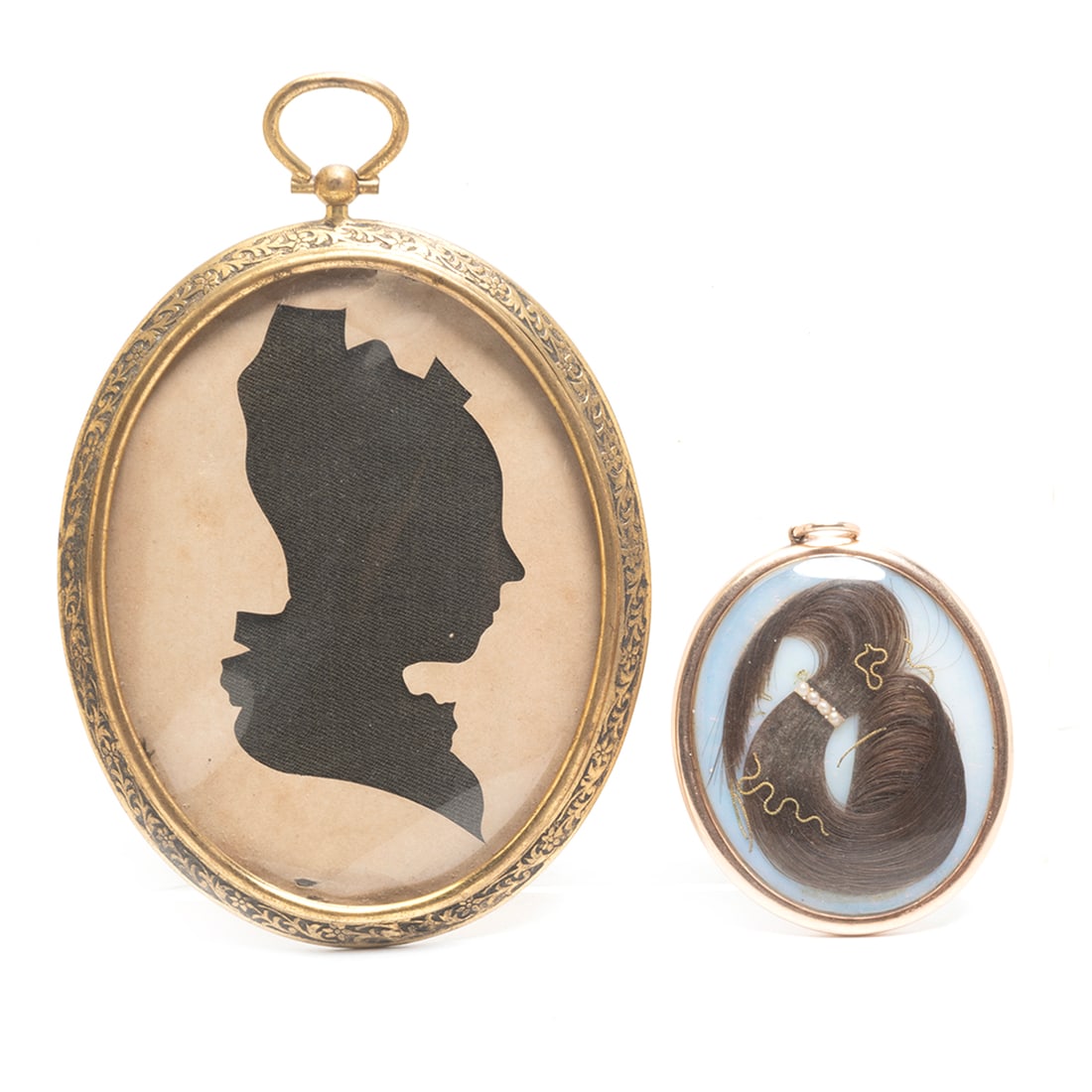 Two Portrait Silhouettes, One Colonial Era with Hair (1 of 1)