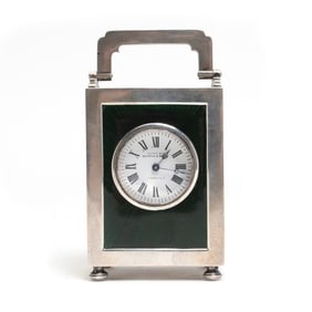 Mappin & Webb Sterling Guilloche Traveling Clock