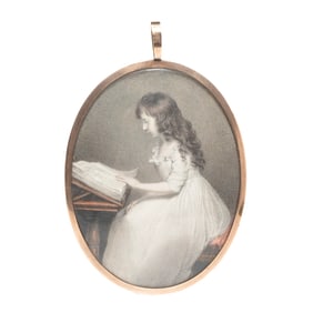 Portrait Miniature, Young Girl Reading