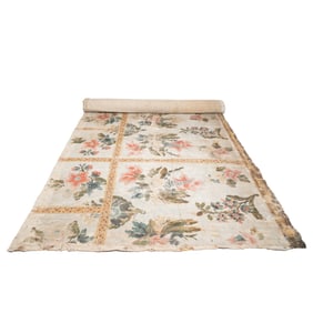 French Painted Floor Cloth Fragment