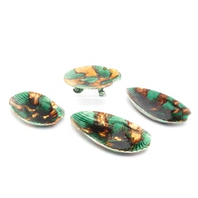 Four Wedgwood Creamware Tortoiseshell Glaze Dishes